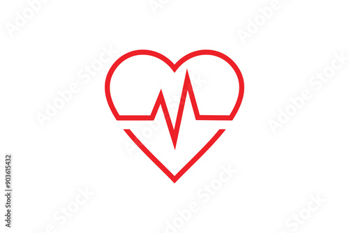 Heart line icon with sign heartbeat romantic love vector