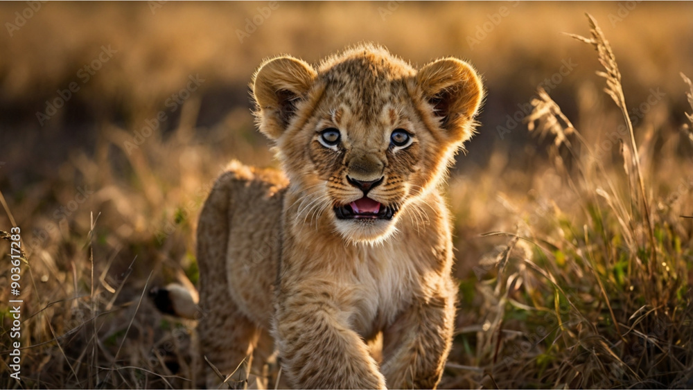 Obraz premium The LION king of the jungle muscular bodies, deep chests, and large head Social animals, lions live in groups 