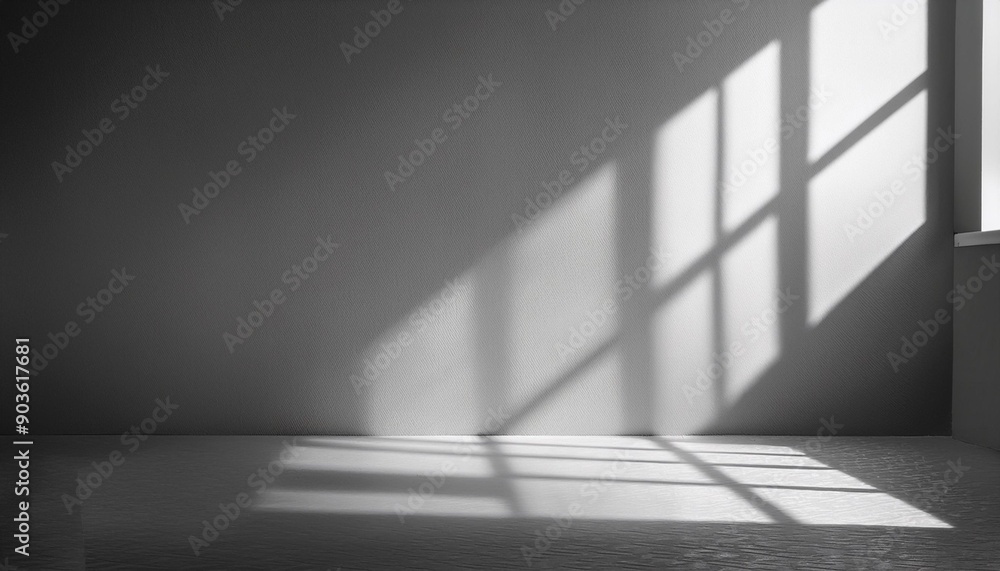 Gray background for product presentation with shadow and light from windows Gray background for product presentation with shadow and light from windows