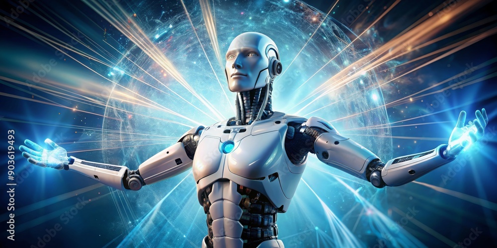 Human-like robot having a moment of breakthrough thinking, robot, artificial intelligence, machine learning Human-like robot having a moment of breakthrough thinking, robot, artificial intelligence, machine learning