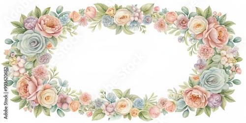 Exquisite pastel floral ornament frame perfect for elegant design projects, pastel, floral, ornament, frame, elegant