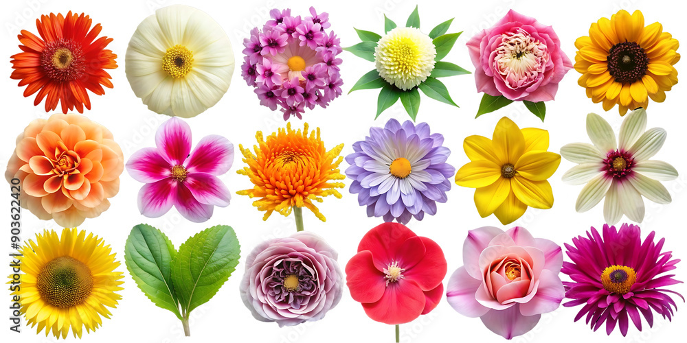 Set of flowers isolated on transparent background Set of flowers isolated on transparent background