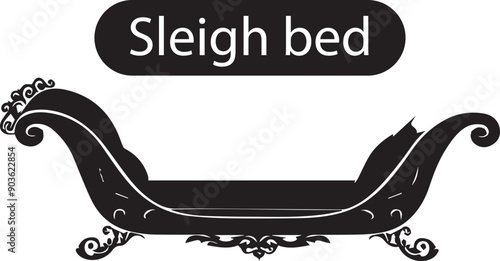 Sleigh Bed Outline Silhouette Graphics Collection