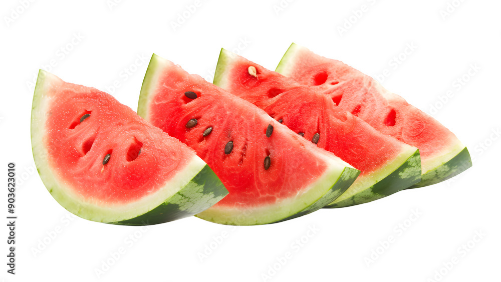 Slices of watermelon isolated on a transparent background, PNG Slices of watermelon isolated on a transparent background, PNG