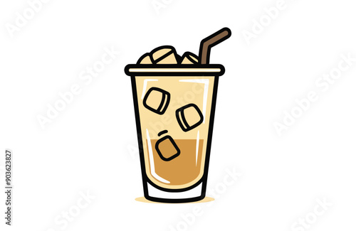 Colorful iced coffee icon isolated on white background.