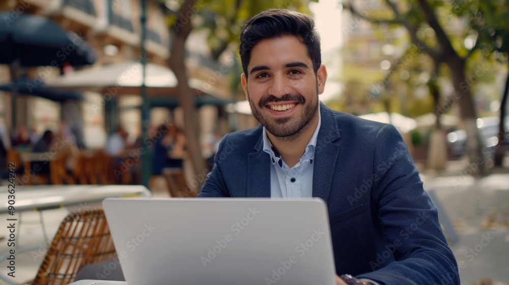 Fototapeta premium Man working on laptop