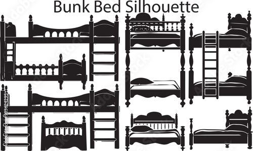 Bunk Bed Silhouette Artistic Silhouette Elements in Black