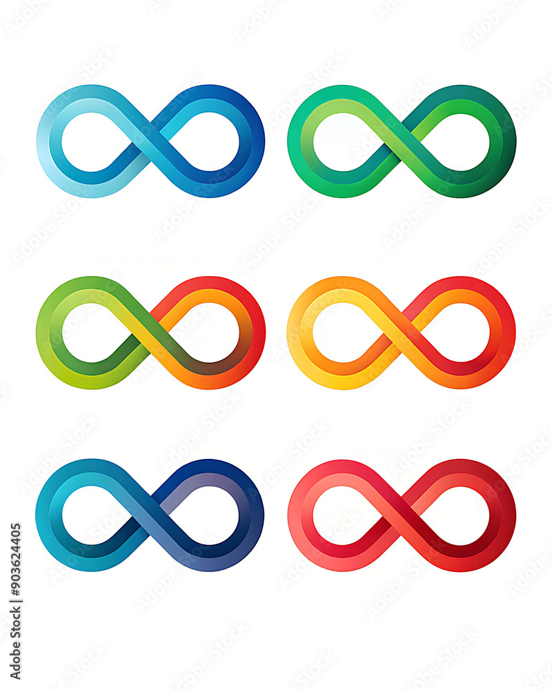 Infinity icon set. Infinity, eternity, infinite, endless, loop symbols. Unlimited infinity collection icons flat style - stock vector Infinity icon set. Infinity, eternity, infinite, endless, loop symbols. Unlimited infinity collection icons flat style - stock vector