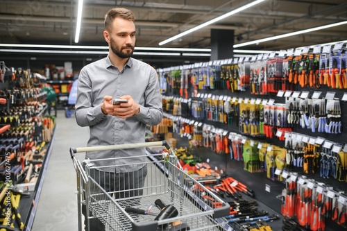 male builder in a hardware store