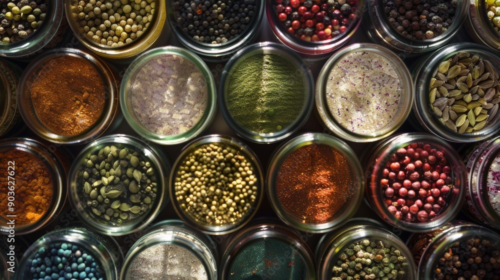 Vibrant Chinese Spices in Glass Jars for Culinary Inspiration Generative AI Vibrant Chinese Spices in Glass Jars for Culinary Inspiration Generative AI