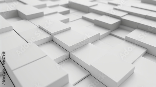 A white, three-dimensional grid-like structure composed of square tiles. These tiles are evenly spaced and vary in size, creating an intricate pattern.