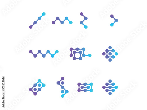 set of molecule concept logo icons template 