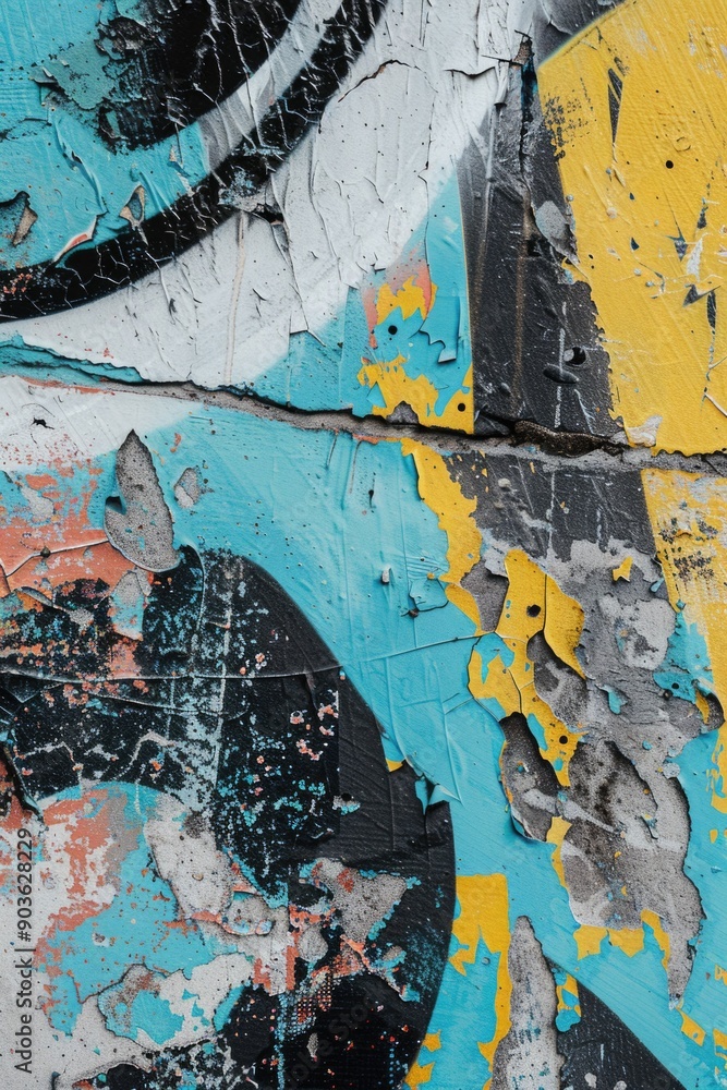 Obraz premium Graffiti Covered Wall Close Up