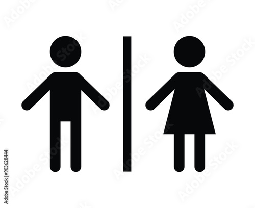 Man and woman restroom icon isolated on white background. Symbol silhouette male and female. WC toilet icon trendy flat style. Toilet sign, pictogram. Black and white.