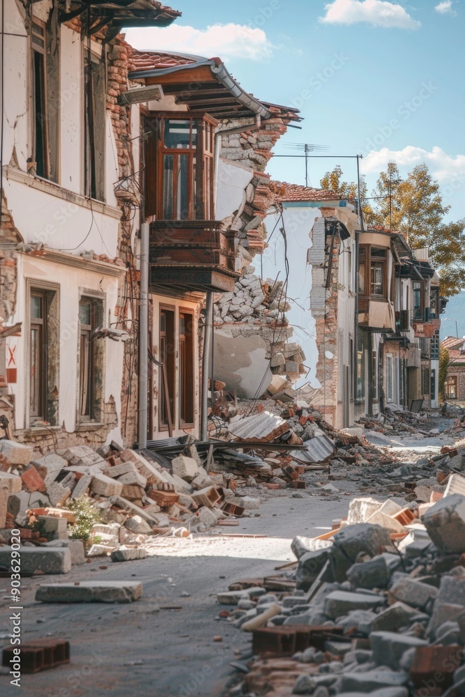 Fototapeta premium Rubble filled city street