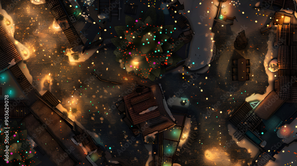Christmas Battle Map - DnD, RPG Map for Dungeons and Dragons, Game Background, Top View, Winter Christmas Battle Map - DnD, RPG Map for Dungeons and Dragons, Game Background, Top View, Winter