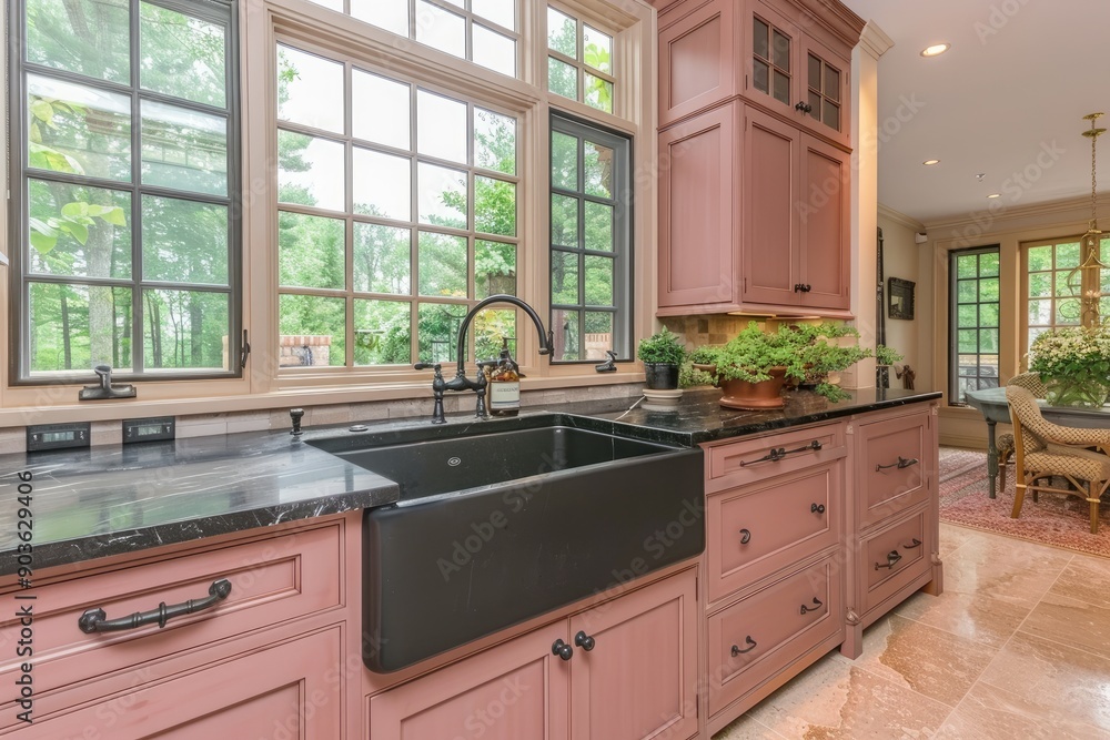 Beautiful farmhouse style pink kitchen Beautiful farmhouse style pink kitchen