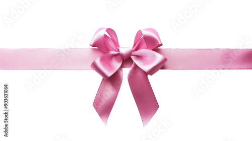 Pink bow and ribbon on transparent background