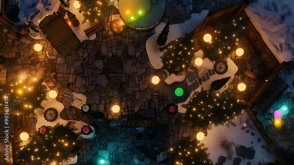 Christmas Battle Map - DnD, RPG Map for Dungeons and Dragons, Game Background, Top View, Winter,Christmas Tree Christmas Battle Map - DnD, RPG Map for Dungeons and Dragons, Game Background, Top View, Winter,Christmas Tree