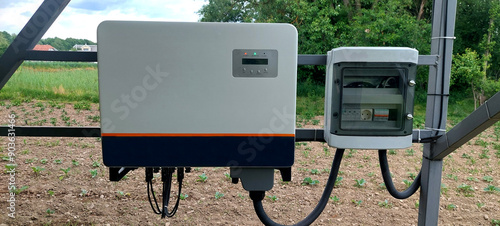 Solar inverter hybrid isometric system controller with switch.