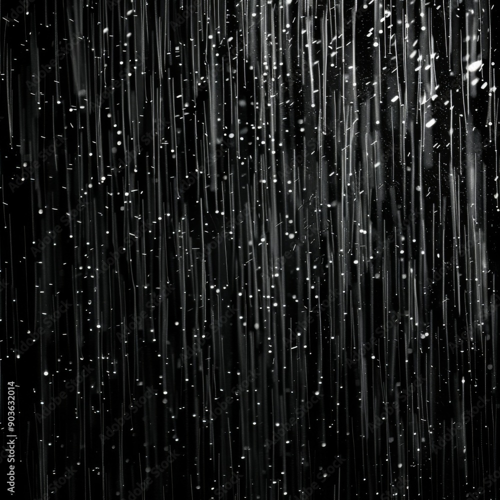 Rain on black isolated background, Texture of falling rain, Abstract drops concept overlay Rain on black isolated background, Texture of falling rain, Abstract drops concept overlay