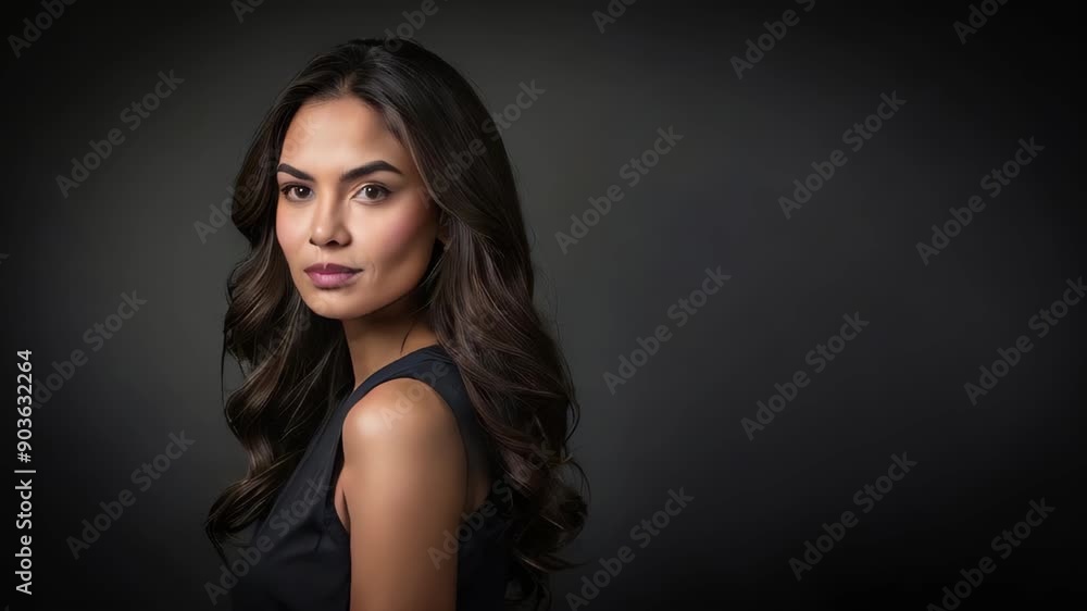 A beautiful young woman model against a dark background, with space for text A beautiful young woman model against a dark background, with space for text
