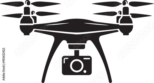 Drone Silhouette Elegant Vector Illustration On Isolated White Background