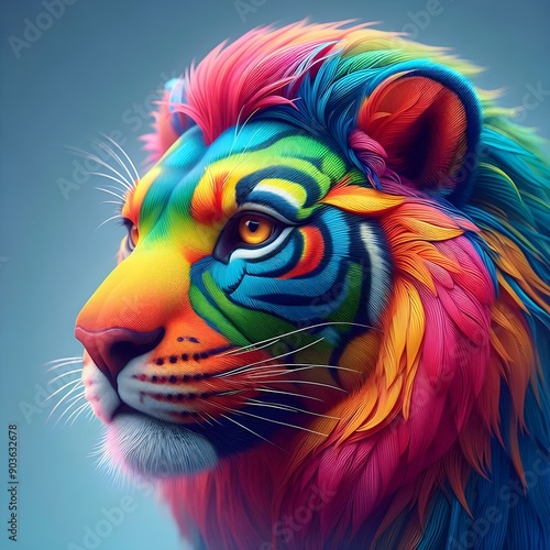 Wallpaper Mural Prismatic Majesty: The Rainbow Lion.
 Torontodigital.ca