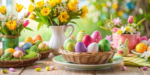 Wallpaper Mural Festive Easter decorations and colorful eggs in a beautifully decorated setting, Easter, celebration, holiday Torontodigital.ca