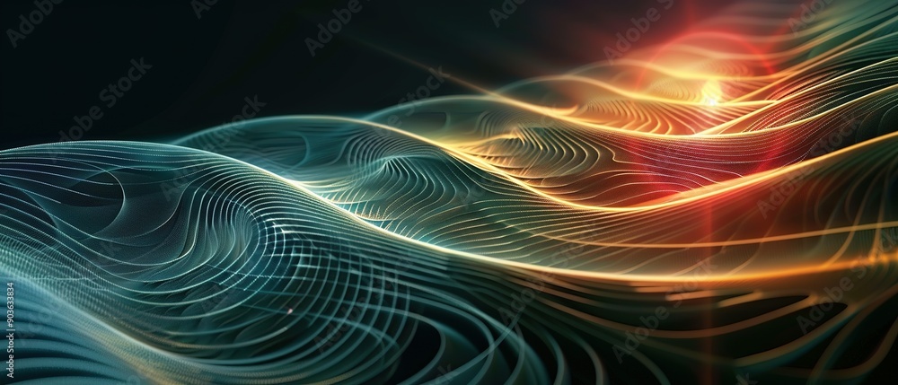 Fototapeta premium Abstract Wavy Lines with Glowing Light Effect