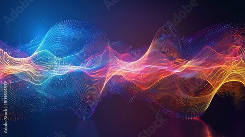 Wallpaper Mural Abstract Digital Wave with Glowing Particles Torontodigital.ca