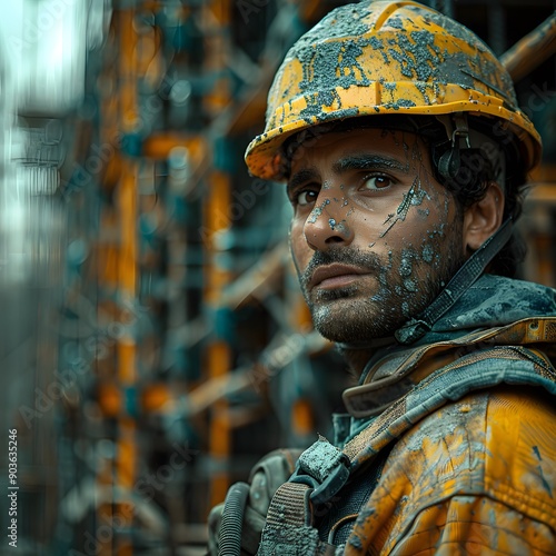 Construction Worker Covered in Concrete photo