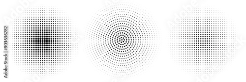 Set of black halftone dots backgrounds. vector modern dots halftone,Pop art comic style gradient circle halftone set Vector isolated on white background dots pattern. dots modern