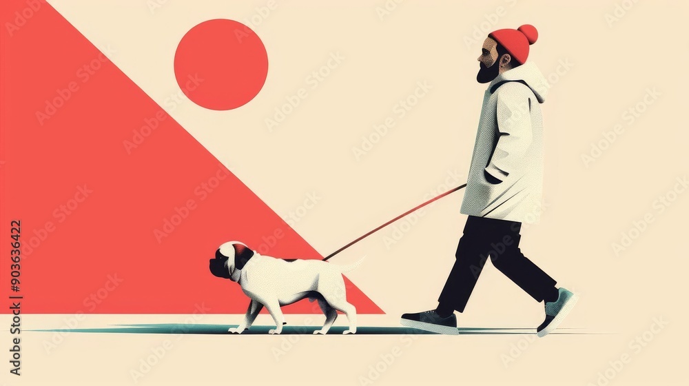 Heartwarming Illustration of a Person Walking Their Dog in the Neighborhood Celebrating the Joy of Companionship and Connection Between Humans and Pets Heartwarming Illustration of a Person Walking Their Dog in the Neighborhood Celebrating the Joy of Companionship and Connection Between Humans and Pets
