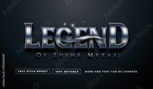 Blue Chrome Legend Of Shine Metal Text Style Effect Editable