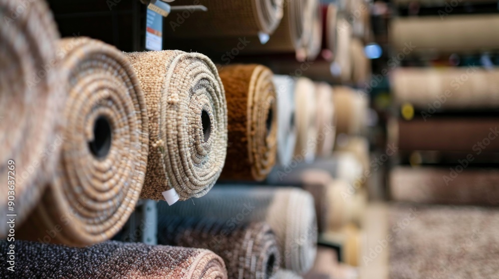 Different rolled carpets isolated on white Different rolled carpets isolated on white