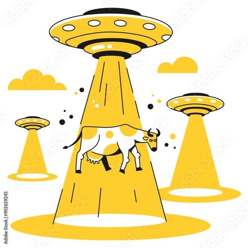 Cow being abducted by ufo