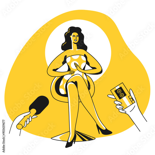 Woman giving interview to reporters