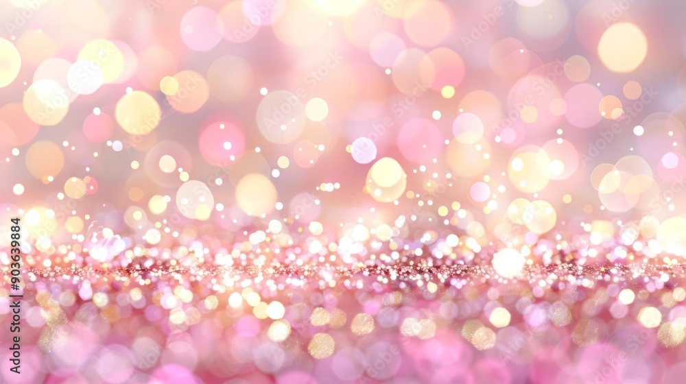 Shiny backdrop, pink and gold bokeh glow, flat design illustration Shiny backdrop, pink and gold bokeh glow, flat design illustration