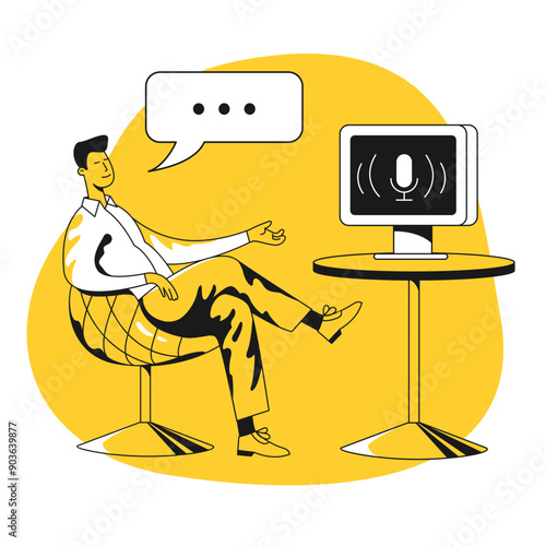 Man communicates with a voice assistant