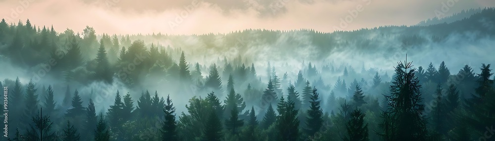 Misty Forest Landscape Illustration Misty Forest Landscape Illustration