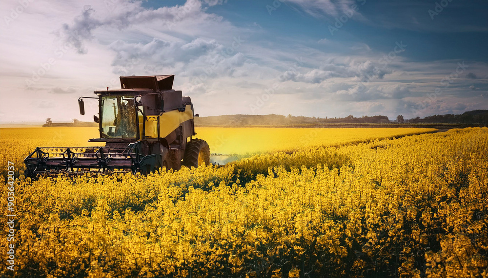 Fototapeta premium canola oil and its cultivation,harvest period and yellow fields