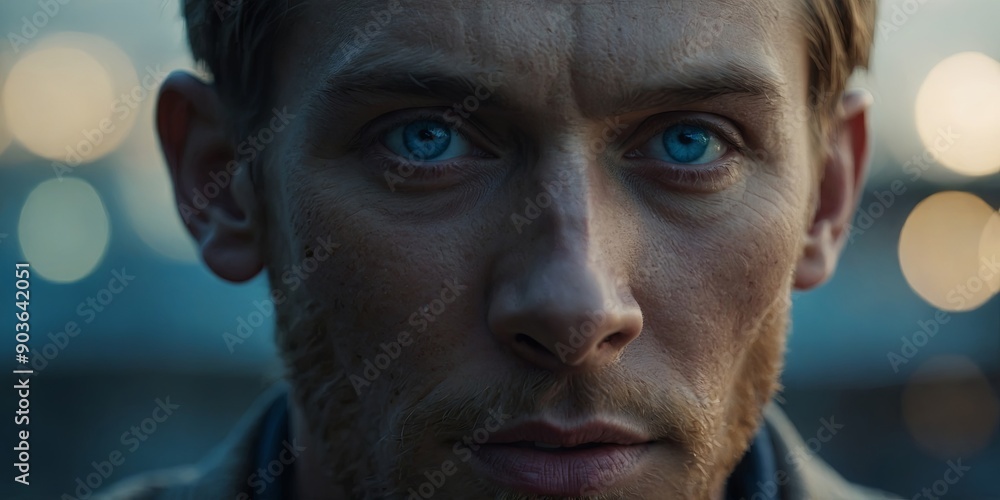 close up of a face of an person with blue eyes observation emotion. close up of a face of an person with blue eyes observation emotion.