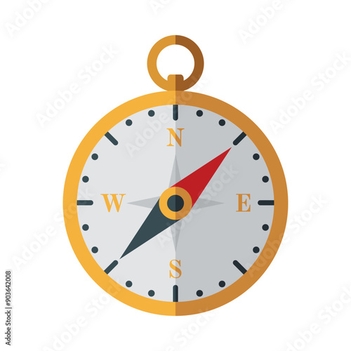 A colored compass icon. A navigation device for determining the sides of the horizon when traveling. Vector illustration isolated on a white background for design and web.