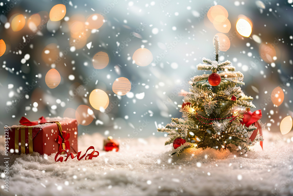 Christmas greeting card with bright winter holiday composition and New Year background Christmas greeting card with bright winter holiday composition and New Year background