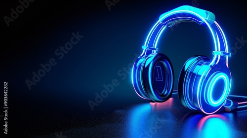 Immersive 3D Sound Experience with Apple's Advanced Headphones, Blue Sound Waves Technology