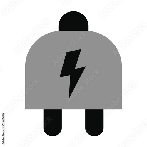 electric plug icon in grey scale isolated on white background.