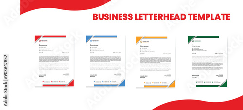 Business Letterhead template, Corporates letterhead, Creative, Minimalist, Branding, Company letterhead with 4 color variation
