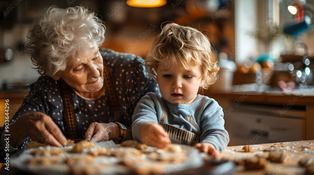 Fototapeta premium Grandmother's Kitchen: A Cozy Space of Affection and Dough