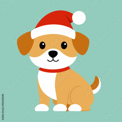 christmas dog cartoon vector art illustration